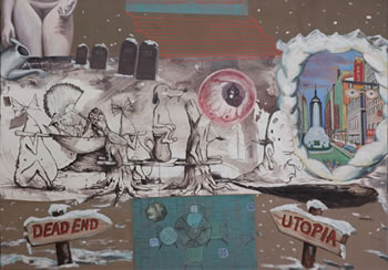 Curro Gonz&aacute;lez - 2006 - Hacia el oeste el curso del imperio prevalece - mixta / tela 160 x 228